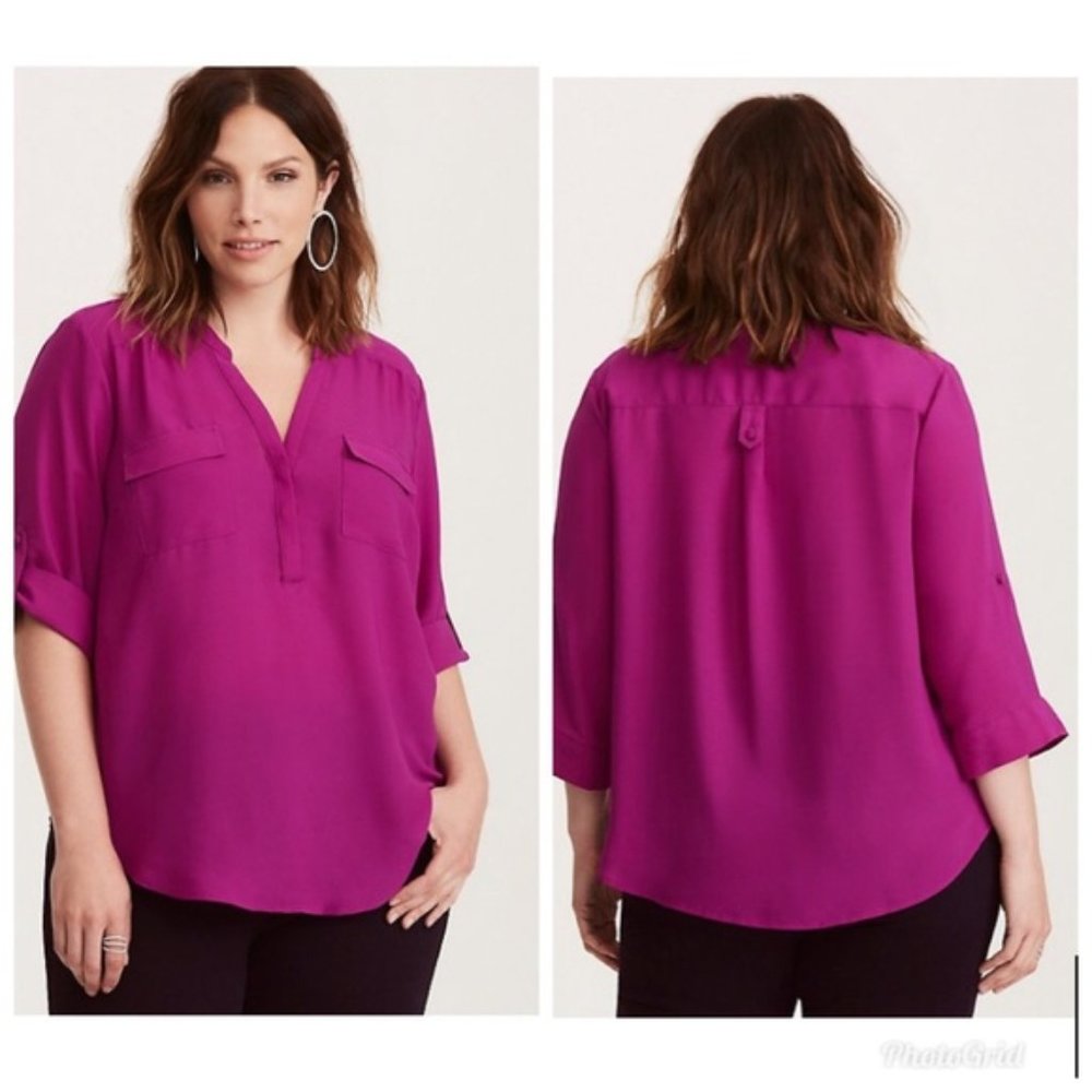 Torrid Fuchsia Georgette Pullover Blouse 1X